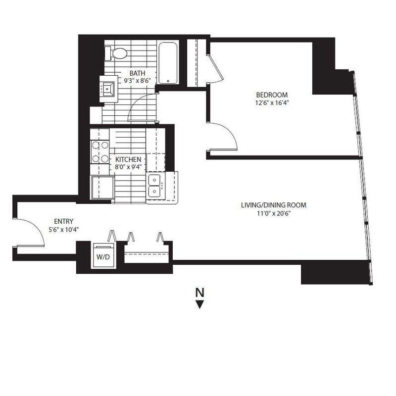 One Bedroom Style A2 Apartment Floor Plan